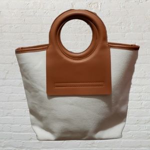 Beauty Boutique canvas tote w vegan leather
